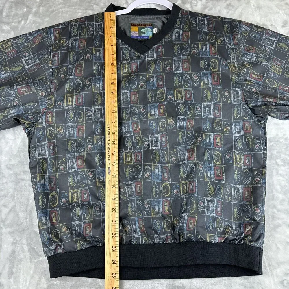 Forester's Performance Outerwear Pullover Women's Small Black Flower Leaf (0737)
